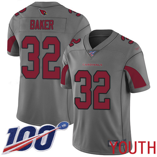 Arizona Cardinals Limited Silver Youth Budda Baker Jersey NFL Football #32 100th Season Inverted Legend->youth nfl jersey->Youth Jersey